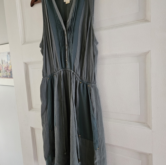 MAEVE teal summer dress with pleats, size small - Picture 2 of 6